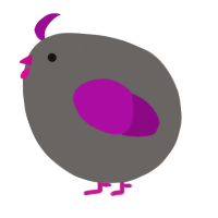 A grey and plum chicken