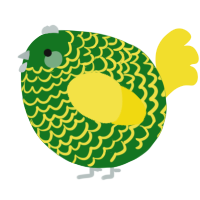 A leaf and yellow chicken with a lace pattern