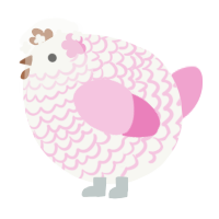 A white and pink chicken with a lace pattern