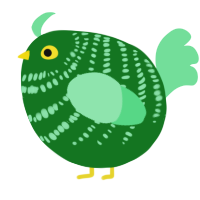A leaf and spring chicken with a bar pattern