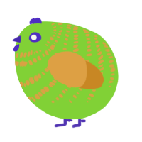 A grass and orange chicken with a bar pattern