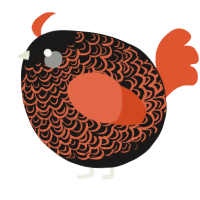 A sable and vermilion chicken with a double-lace pattern