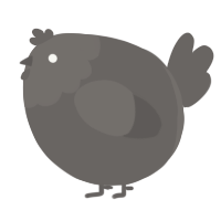 A grey chicken with a head pattern