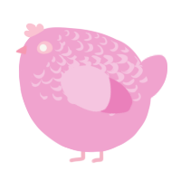 A pink chicken with a half-lace pattern