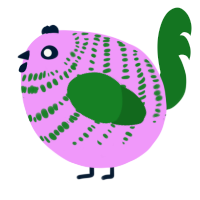 A lavender and leaf chicken with a bar pattern