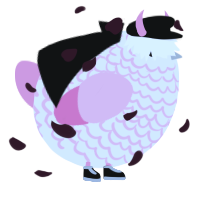A white and pink chicken with a lace pattern