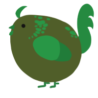 A olive and viridian chicken with a neck-speckle pattern