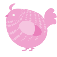A pink chicken with a bar pattern