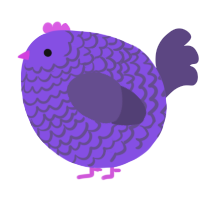 A blurple and overcast chicken with a lace pattern