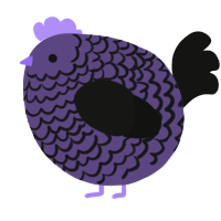 A overcast and black chicken with a lace pattern