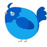 A sky and ultramarine chicken with a head pattern