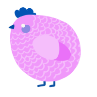 A lavender chicken with a lace pattern