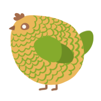 A honey and chartreuse chicken with a lace pattern