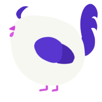 A white and indigo chicken