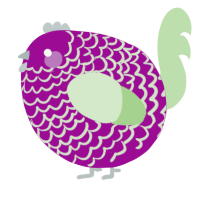 A plum and gluppy chicken with a lace pattern