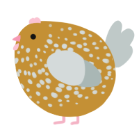 A gold and silver chicken with a speckle pattern