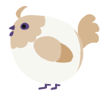 A white and beige chicken with a head pattern
