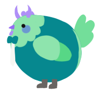 A teal and spring chicken with a head pattern