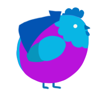 A amethyst and cerulean chicken with a head pattern