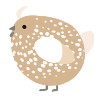 A beige and cream chicken with a speckle pattern