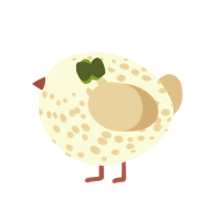 A white and beige chicken with a speckle pattern