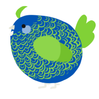 A ultramarine and grass chicken with a double-lace pattern