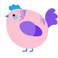 A rose and blurple chicken with a neck-band pattern