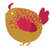 A gold and crimson chicken with a half-lace pattern