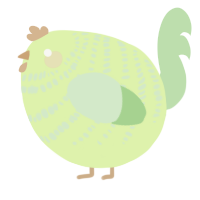 A apple and gluppy chicken with a bar pattern