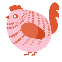 A rose and vermilion chicken with a bar pattern