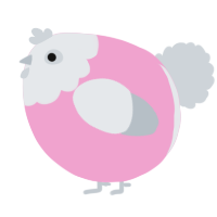 A pink and mist chicken with a head pattern