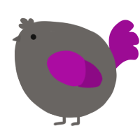 A grey and plum chicken