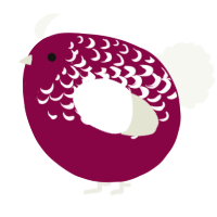 A maroon and white chicken with a half-lace pattern