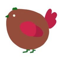 A russet and crimson chicken