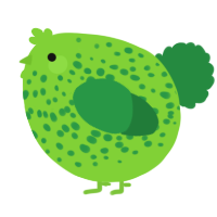 A grass and viridian chicken with a speckle pattern