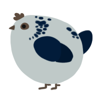 A silver and tumblr chicken with a neck-speckle pattern