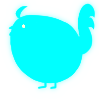 A teal and sea chicken with a speckle pattern