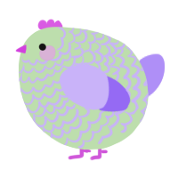 A gluppy and lilac chicken with a lace pattern