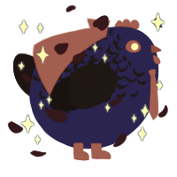 A navy and sable chicken with a half-lace pattern