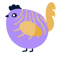A lilac and honey chicken with a half-bar pattern