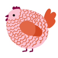 A rose and vermilion chicken with a lace pattern