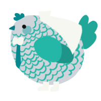 A mist and turquoise chicken with a lace pattern