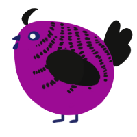 A plum and black chicken with a half-bar pattern