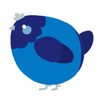 A sapphire and navy chicken with a head pattern
