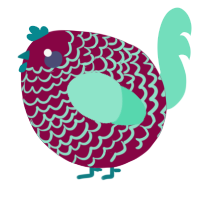 A maroon and mint chicken with a lace pattern