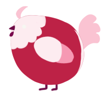 A crimson and rose chicken with a head pattern