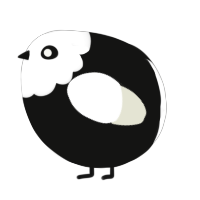 A black and white chicken with a head pattern
