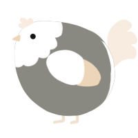A ash and cream chicken with a head pattern