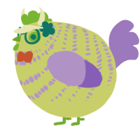 A lemon and lilac chicken with a bar pattern