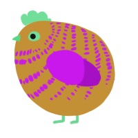 A gold and amethyst chicken with a bar pattern